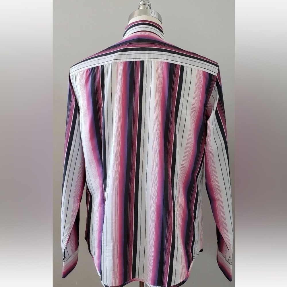 DKNY JEANS Men's XL Bold Stripe Button Down Shirt - Pink, Black, Purple - Picture 5 of 12